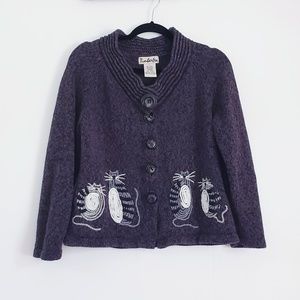 Vintage Timberlea Cat Knit Gray Sweaters Size S